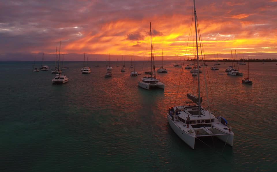 Yachts anchored off Setting Point for the night